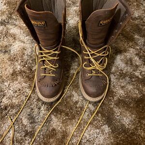 Carolina Brown Leather Boots with Yellow Laces